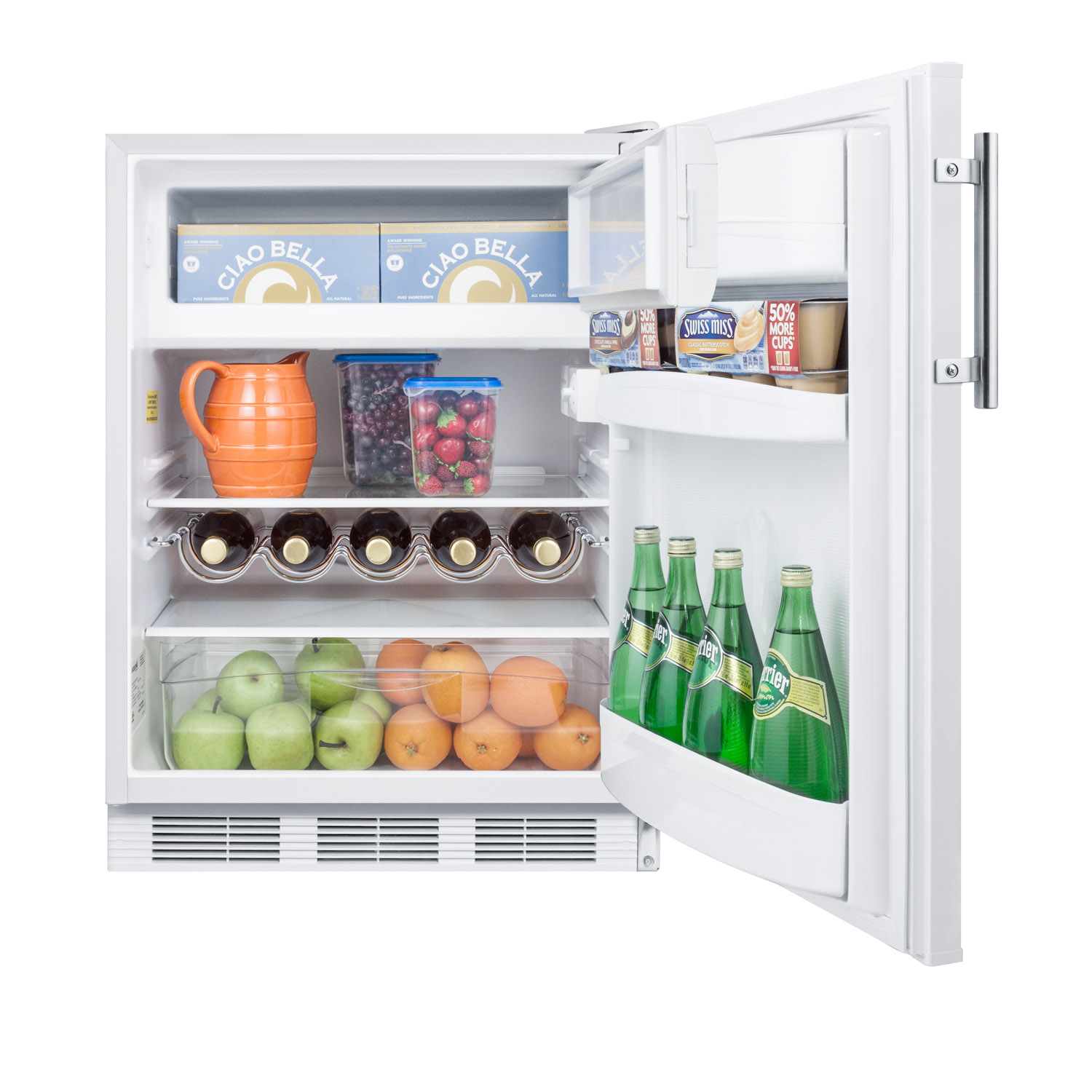 ADA compliant built-in undercounter refrigerator-freezer for residential use, cycle defrost with deluxe interior and white exterior finish